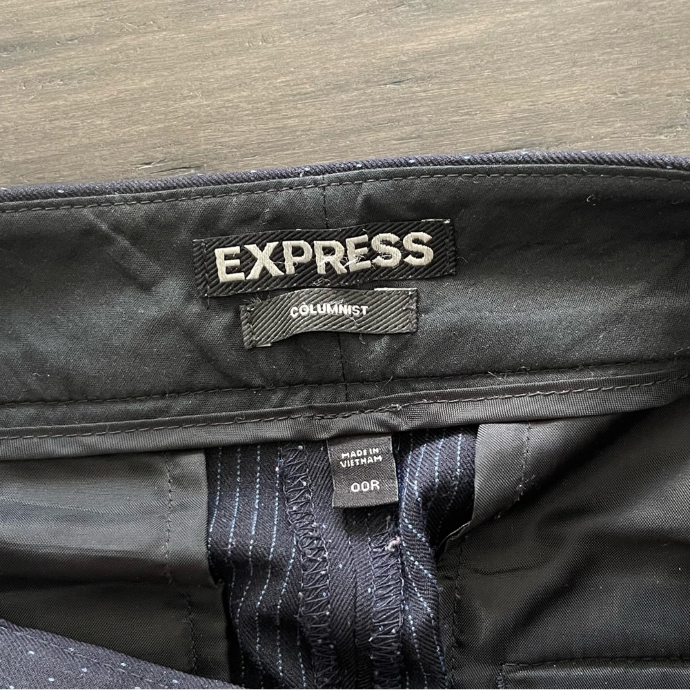 Express Columnist Blue Patterned Slacks Dress Pan… - image 8